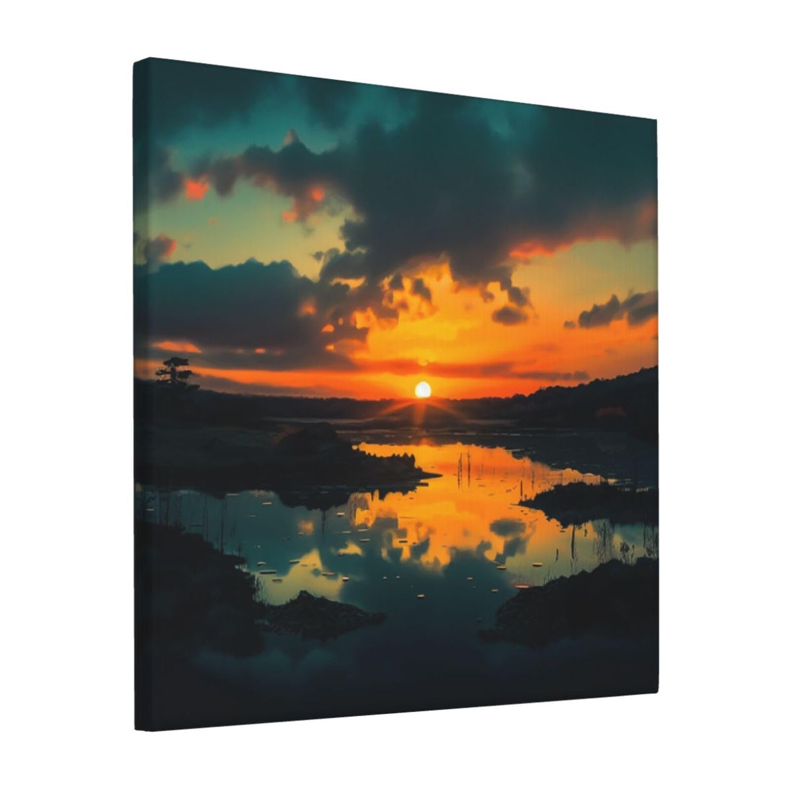 FodPand Sunset Dawn Canvas Wall Art for Living Room Wall Decor 12"x12" Modern Artwork Painting Pictures Hanging Canvas Prints Aesthetic Wall Art for Bedroom Bathroom Office Wallart Decor