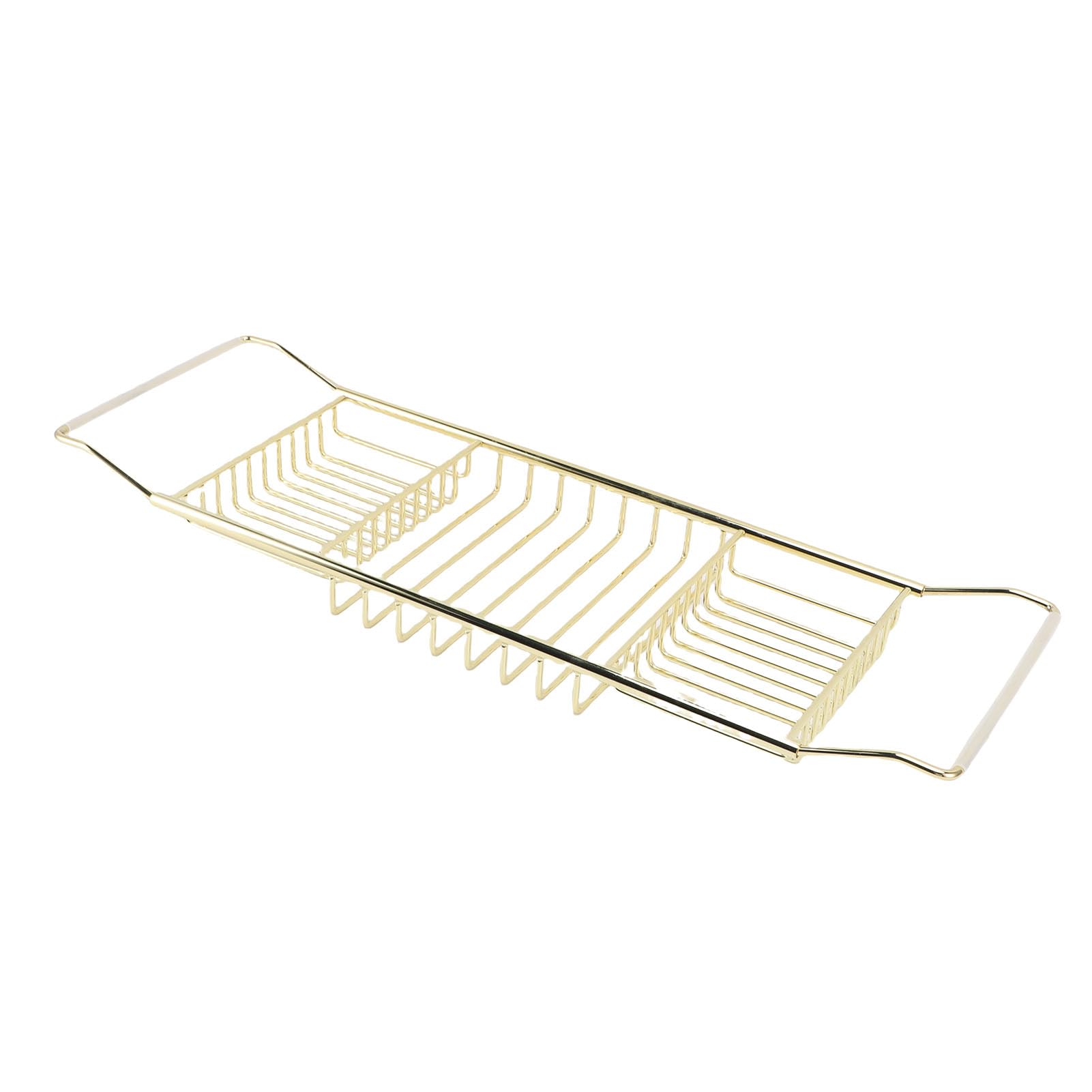 Bandeja de Bañera Extensible de Acero Inoxidable, Ajustable de 63.5 a 97.5 Cm, Organizador de Baño para Accesorios de Ducha (Gold)