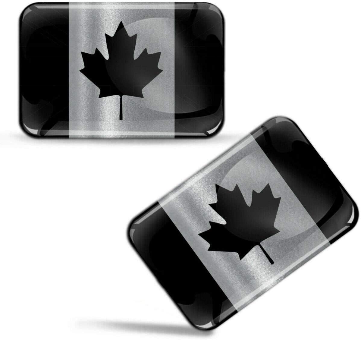 Biomar Labs Country Flag Sticker Set Self Adhesive Vinyl Decals National Flag Stickers Vehicle Styling Car Motorcycle Laptop Phone Window Interior Exterior (Canada Canadian Flag in Silver F 129)