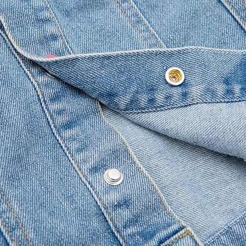 Girls Denim Jacket Solid Lapel Windproof Button Letter Print Outwear Kids Warm Long Sleeve Jackets with Pocket4