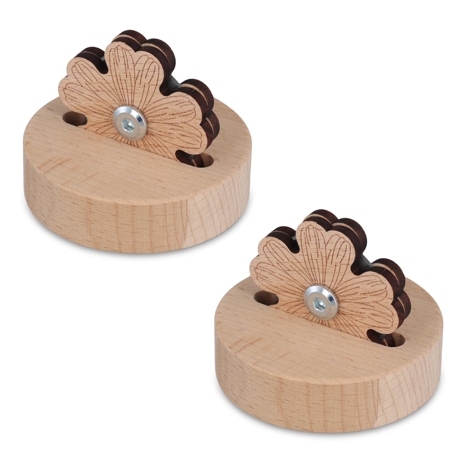 2pcs Quilting Thread Cutters, Daisy Thread Snip Cutter Wheel Knife Tabletop Yarn Cutter Wood Carving Thread Cutter with Blade Saver And Stand Creative Thread Cutter Tool for Sewing Craft Projects