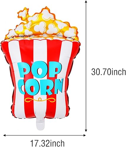 Miniatura 2 de Globos de fiesta de palomitas de maíz, 5 globos de papel de aluminio para niños, cumpleaños, baby shower, película, noche, decoración de fiesta