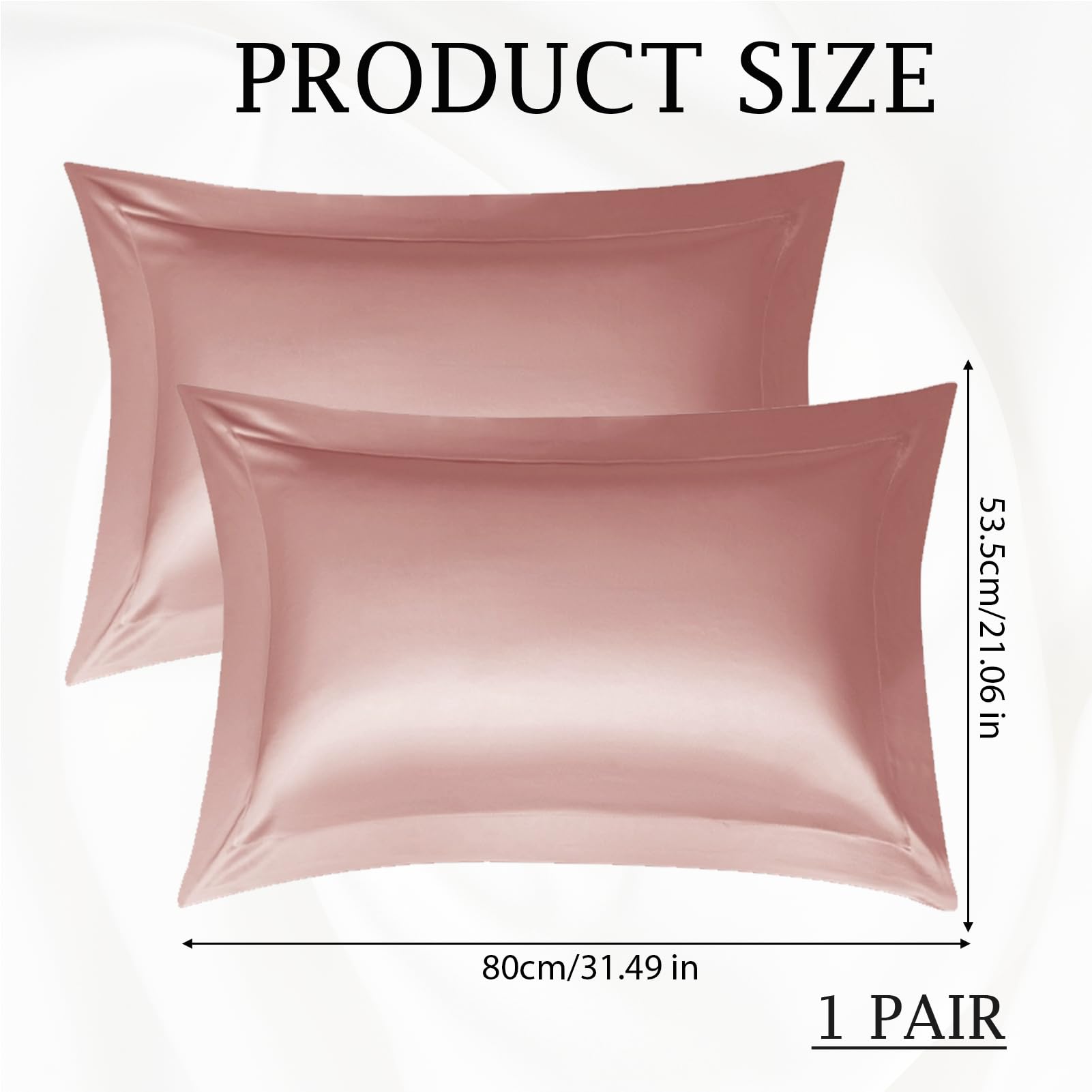 Set di 2 federe per cuscini in seta di gelso, 50x75 cm, federa in satin, liscia come la seta, fresca, facile da curare - delicata sulla pelle e sui capelli, anti-frizione, chiusura a hotel, lavabile