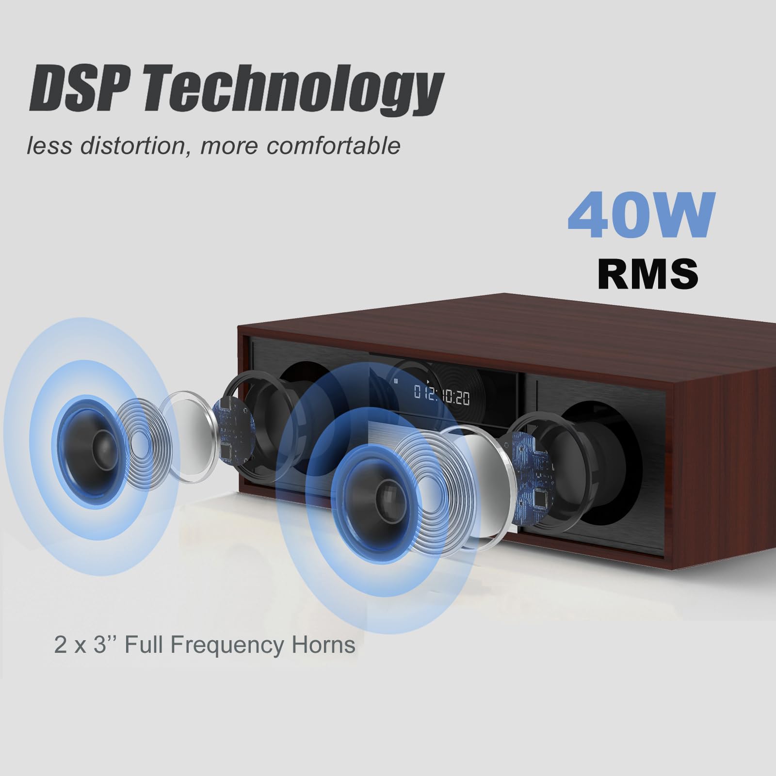 Sistema estéreo Compacto con Reproductor de CD, Bluetooth, Radio FM, Entrada USB/AUX (LP816-DN)