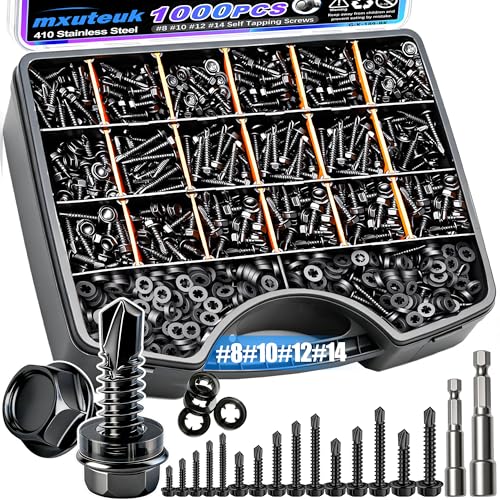 Vis autotaraudeuses pour tôle métal sans foirer la tête hexagonale lot de 840