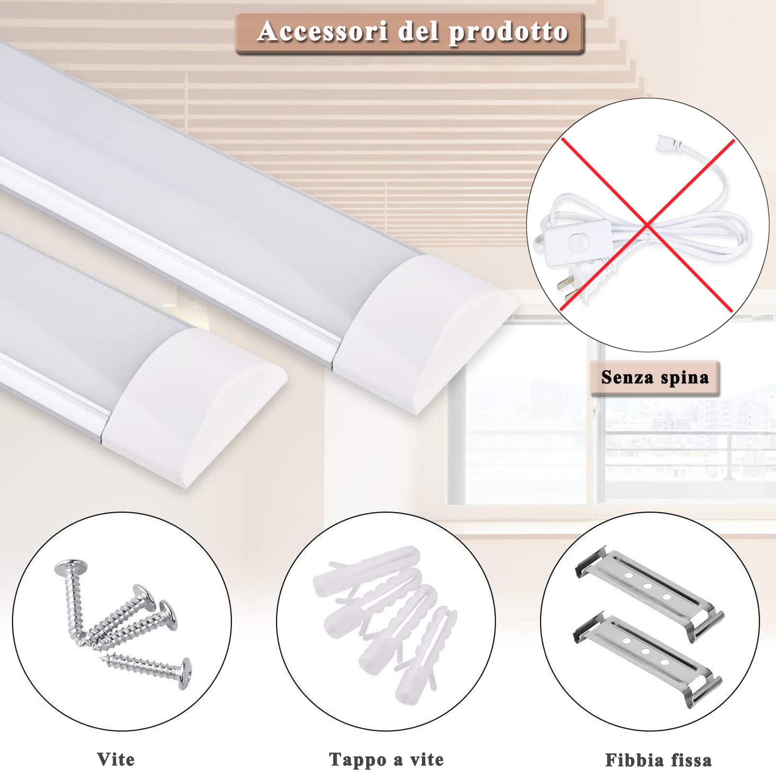 Sararoom Neon Tubo Led Barra 30cm 10W 1200LM Plafoniera Led Soffitto Bianco neutro 4500K Tubolare Luce Sottopensile, Lineare Lampada per Cucina Officina Ufficio Bagno Giardino Magazzino Garage Parete