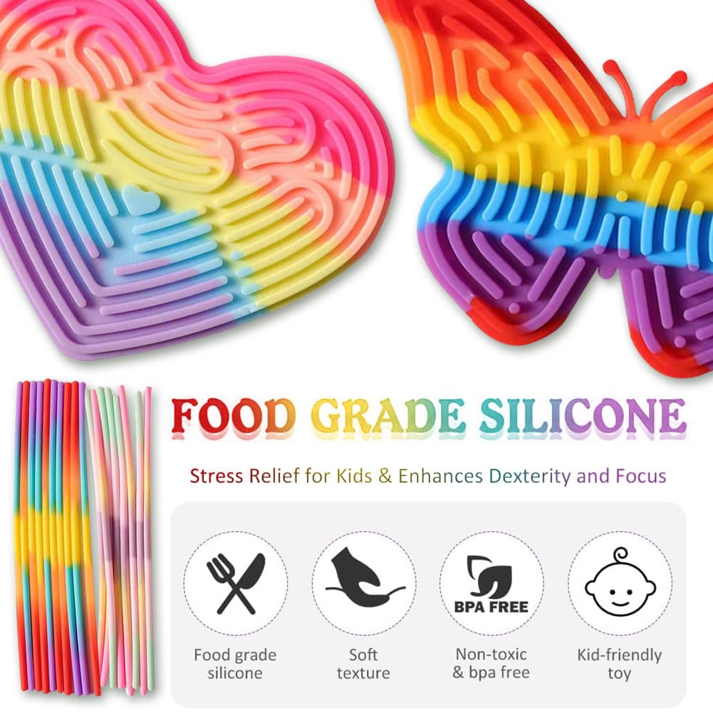 2 Sets Sensory Activity Board,Silicone Fidget Board Toys For Calming Duble Sided Design Kids Busy Board,Calm Down Fidget Toy for Travel Calming Stress - Image 4