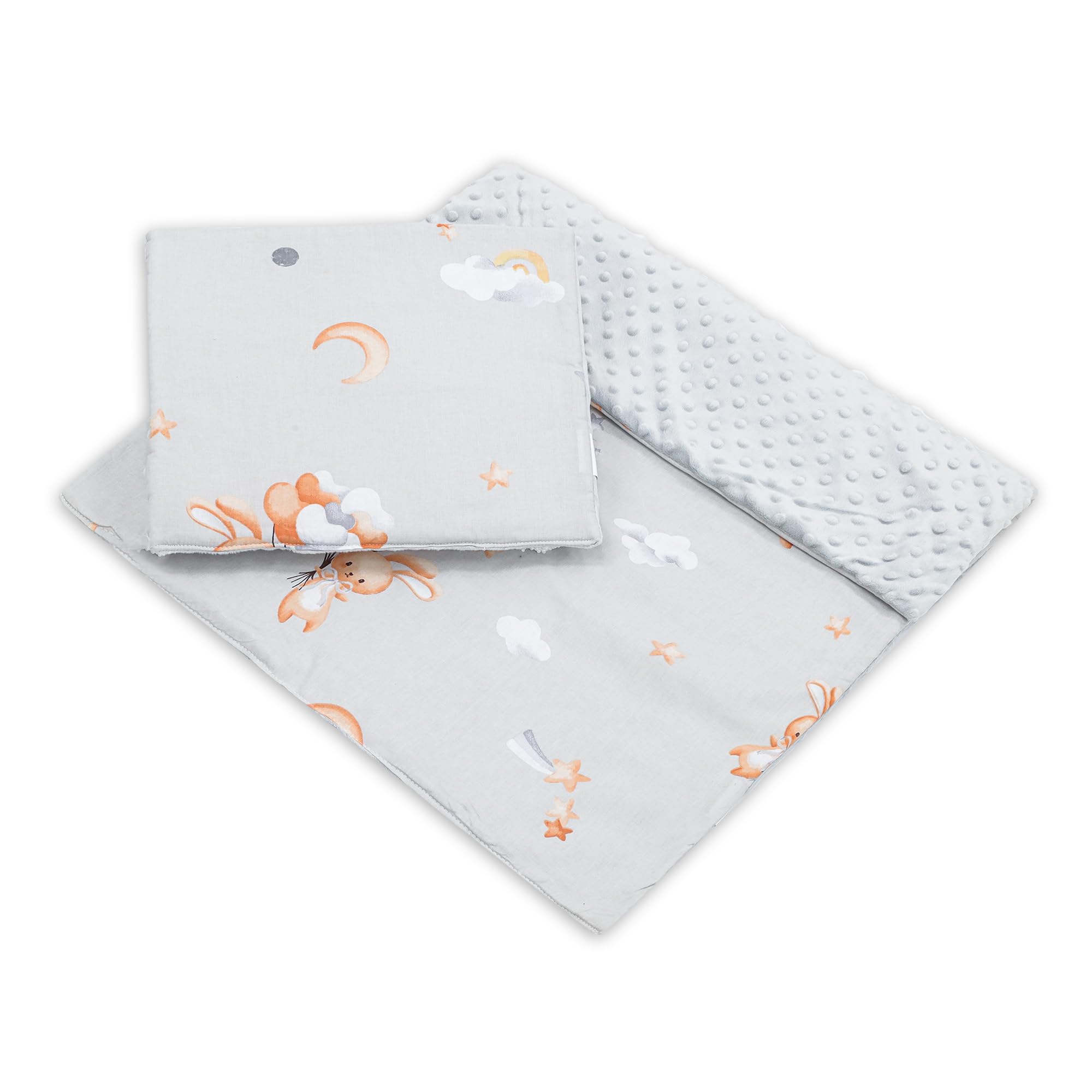 Copertina neonato ospedale invernale con tessuto felpato 75x60 cm + cuscino 35x30 cm - piccola coperta neonata per passeggino o culla per bambini e morbido copertini neonati per bambino bambina Cotone
