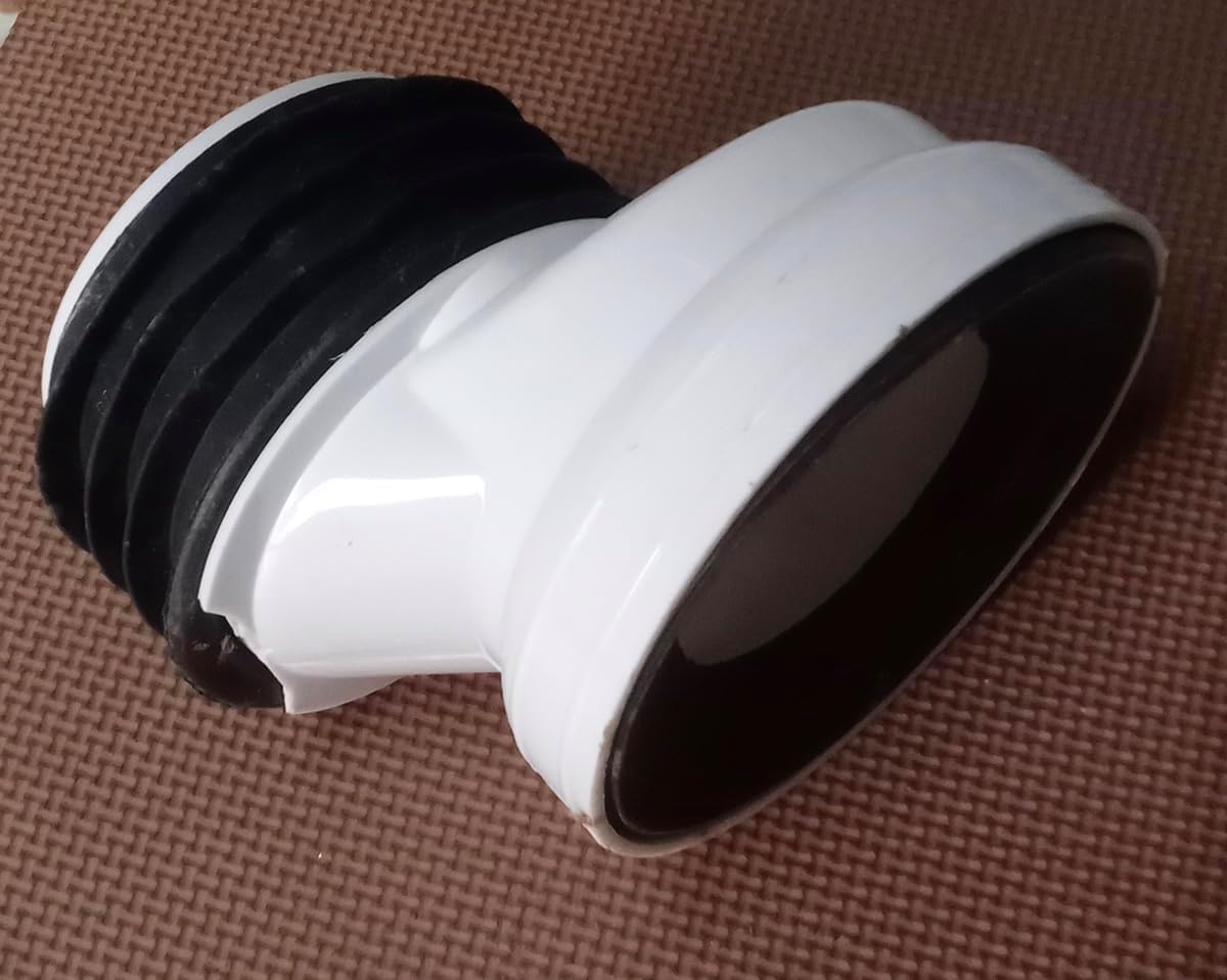 Generic Offset Pan Connector, White, 11cm x 12.5cm, Toilet Connector