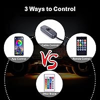 Vista 6 de RGB LED Rock Lights Underbody Wireless APP Music Chasing Offroad ATV 12V 12 Pods w/6PCS Cables de extensión