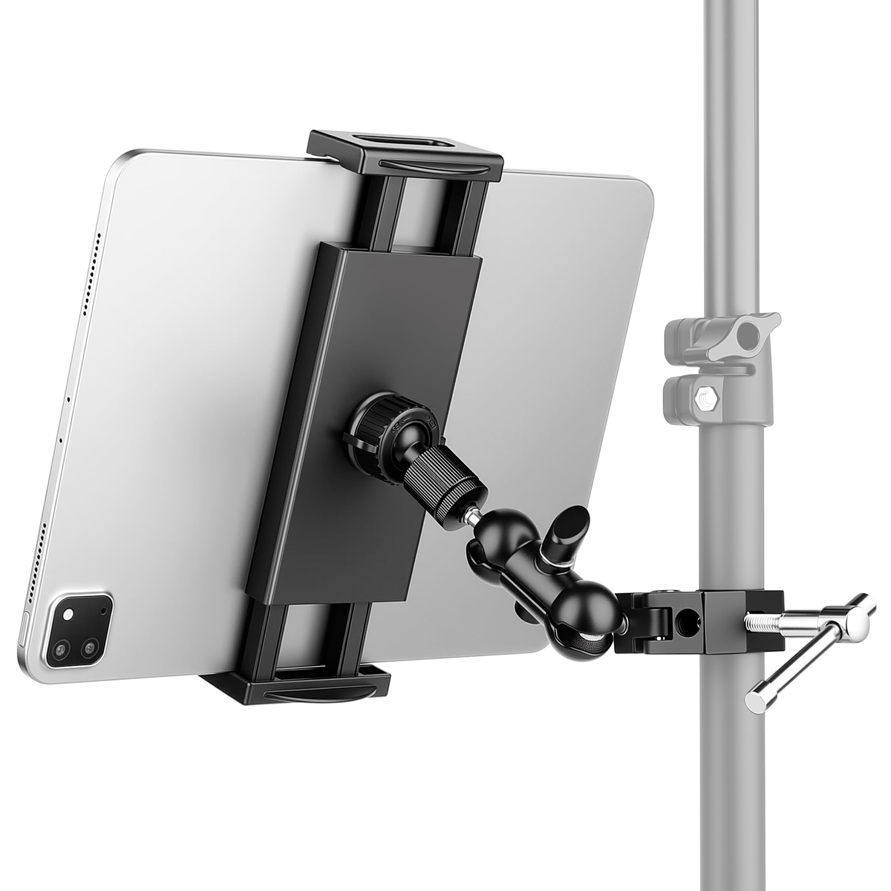 Support de tablette pour tapis roulant, support iPad, vélo d'appartement, support de guidon pour micro, poussette, fauteuil roulant, vélo elliptique, support de tablette pour iPad Pro Galaxy