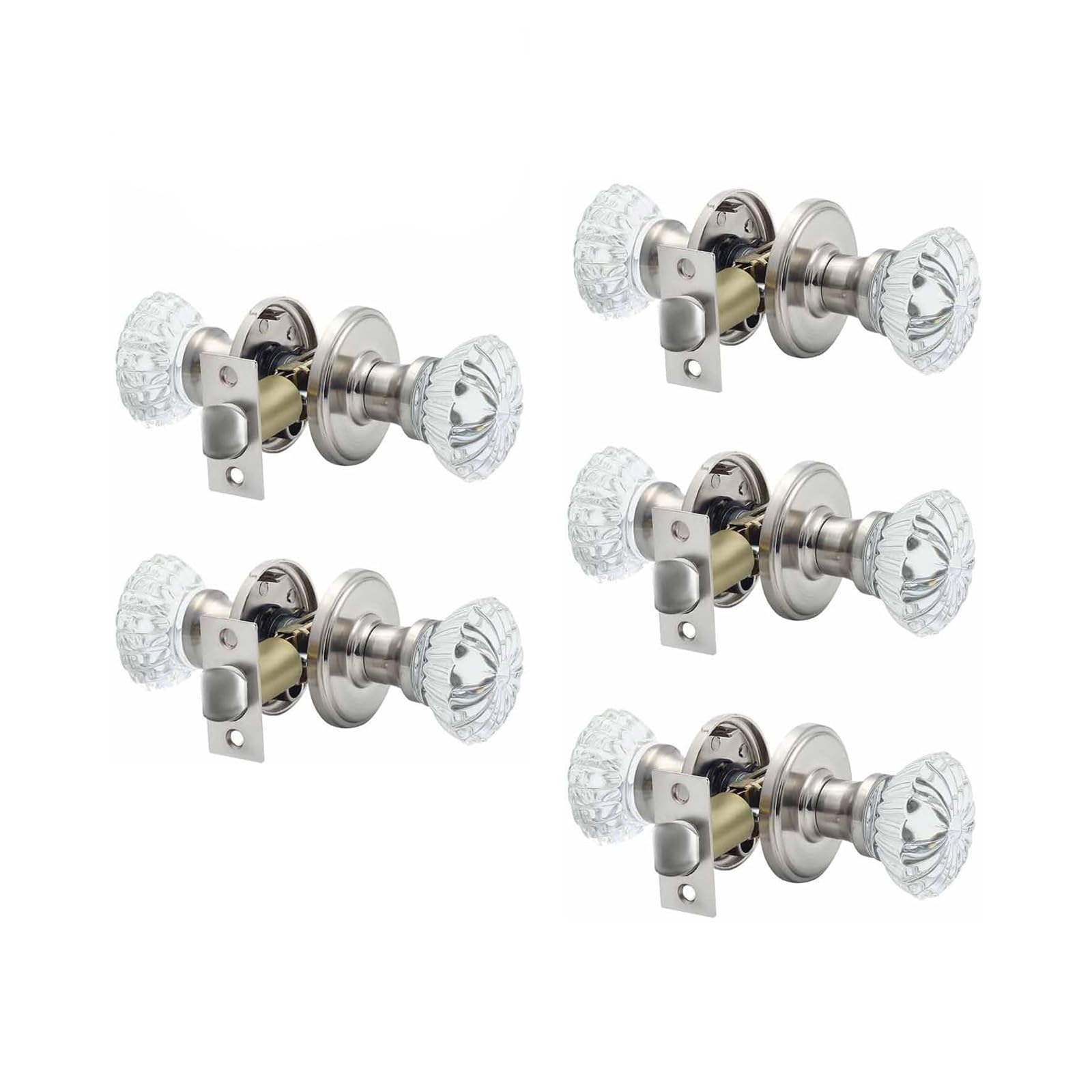Satin Nickel Crystal Door Knobs with Lock - Security & Style -9 Satin Nickel Crystal Door Knobs with Lock - Security & Style -9