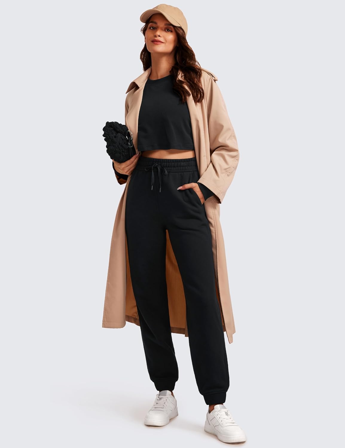 CRZ YOGA Cotton Fleece Lined Sweatpants Women High Waisted Warm Casual Lounge Jogger Pants with Pockets - Image 3