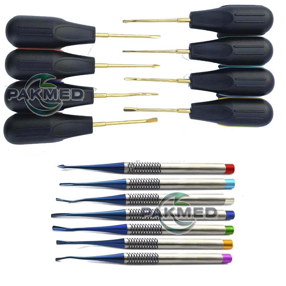 15 Pcs Luxaying Root Elevators Osteotome Periotome Root Extraction Spreading Elevators Tooth Extracting Elevators Dental Extracting Elevators