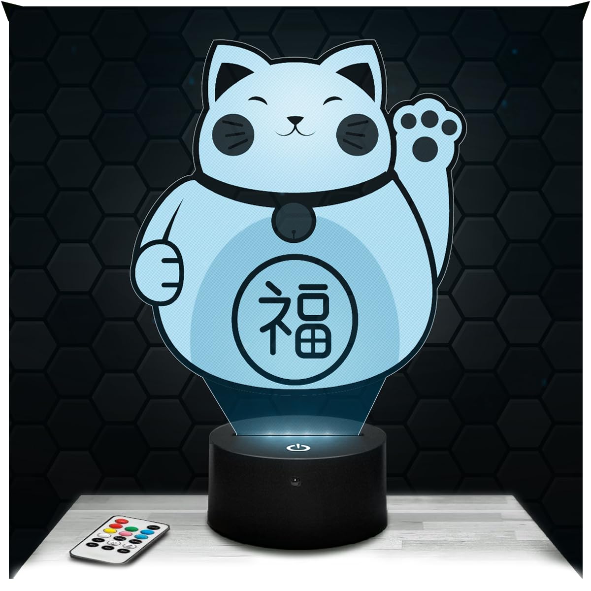Lampephoto.fr - Lucky Cat Chinese 3D Lamp Decoration China, Gift idea for Men and Women, Chinese Lucky Cat Object, Night Light, Bedroom Decoration, Original Christmas, Gift idea for Men and Women