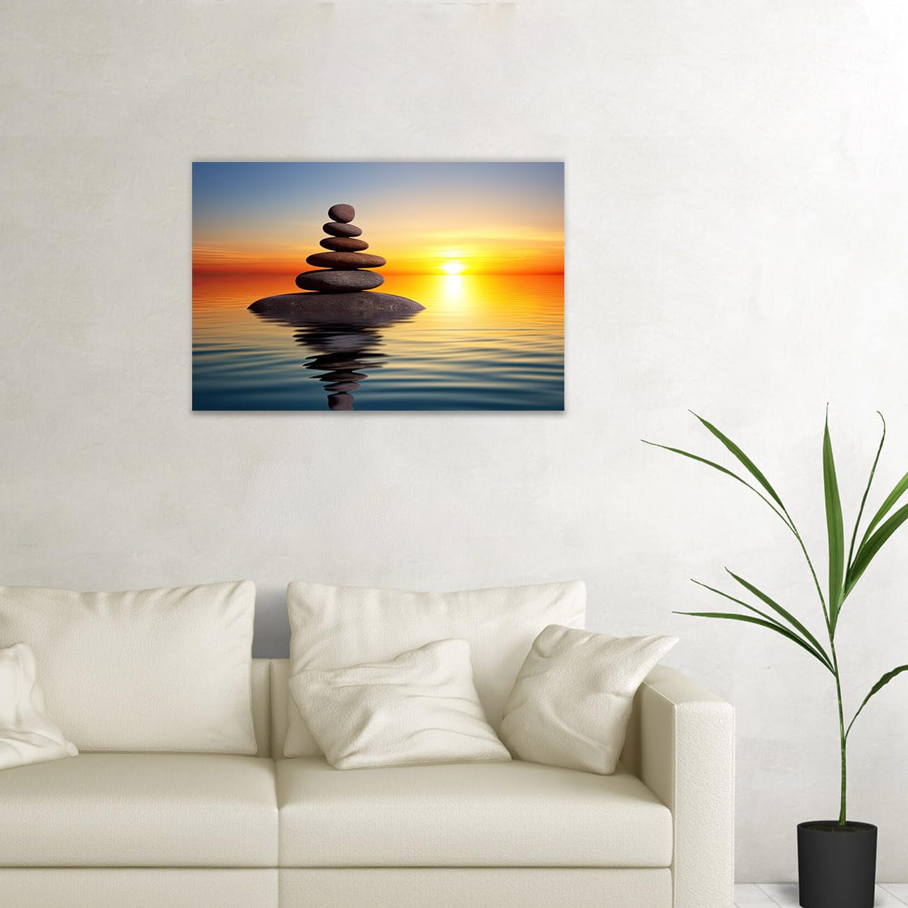 Amazon.com: QIXIANG Zen Wall Art Spa Stone and Sunset Canvas