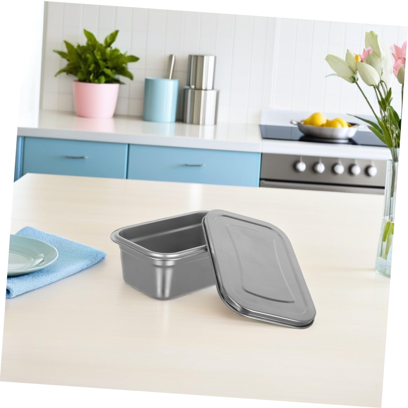 Contenitori per Gelato Set da 3 in Acciaio Inossidabile da 1,2 con Coperchio Ermetico per Conservare Dessert e Snack nel Freezer e Frigorifero