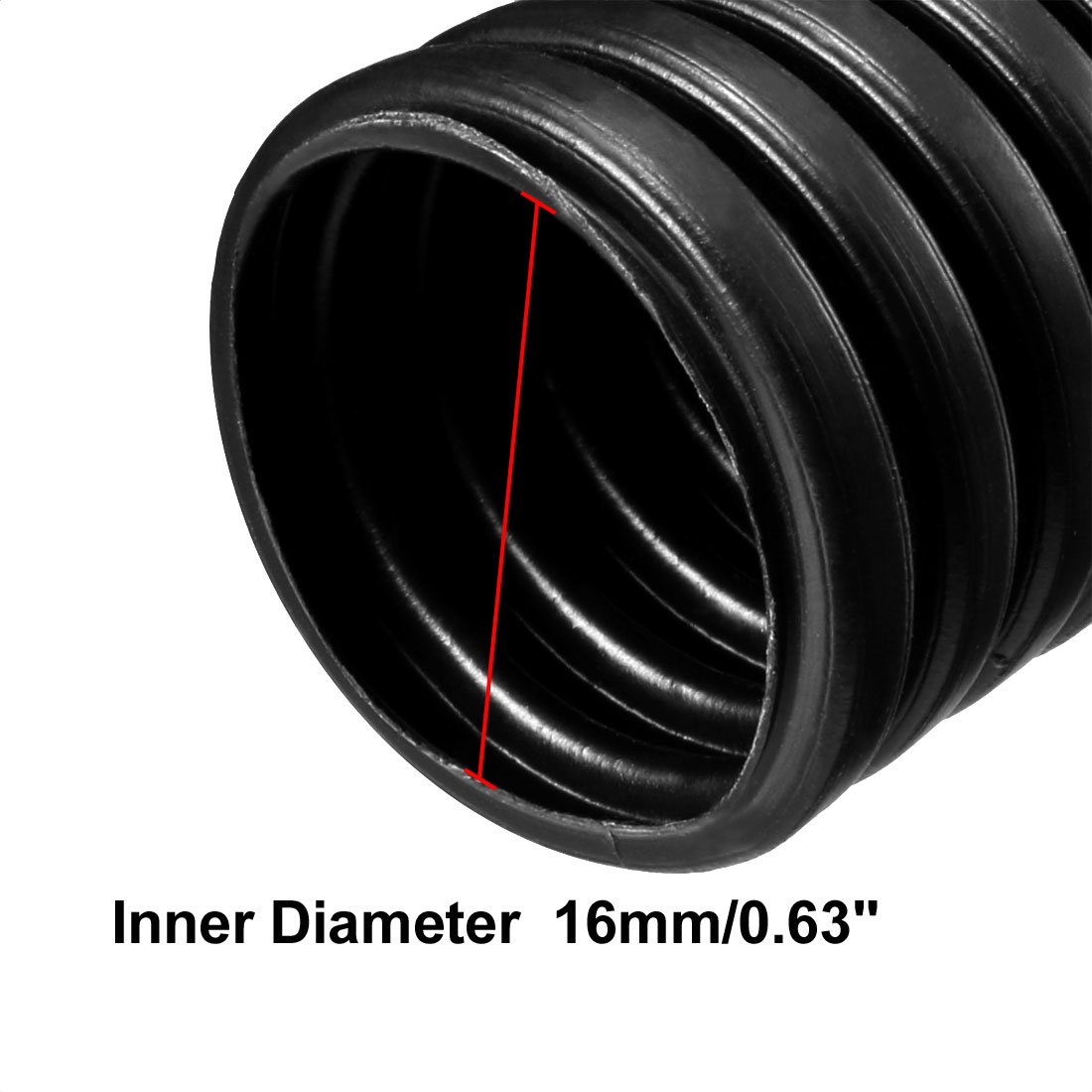sourcing map Gaine Cable électrique Fil Protection Tube ondulé PP Conduit flexible Tuyau Flexible 16mmx20mm Noir 12m long