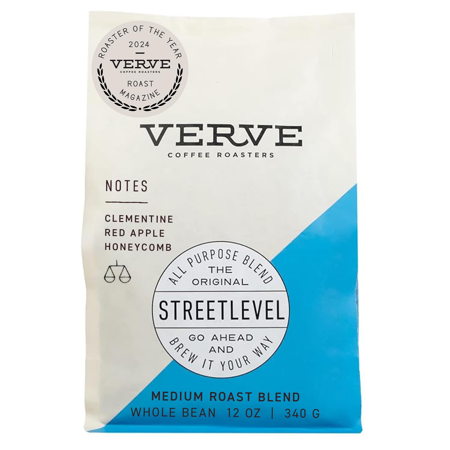 Verve Coffee Roasters Whole Bean Coffee Streetlevel Blend | Medium Roast, Brewed or Espresso, Direct Trade, Resealable Pouch | Enjoy Hot or Cold Brew | 12oz Bag