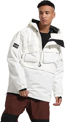 Miniatura 7 de GSOU SNOW Chaqueta de esquí para hombre, abrigo de nieve para snowboard, cálido, invierno, impermeable, con capucha