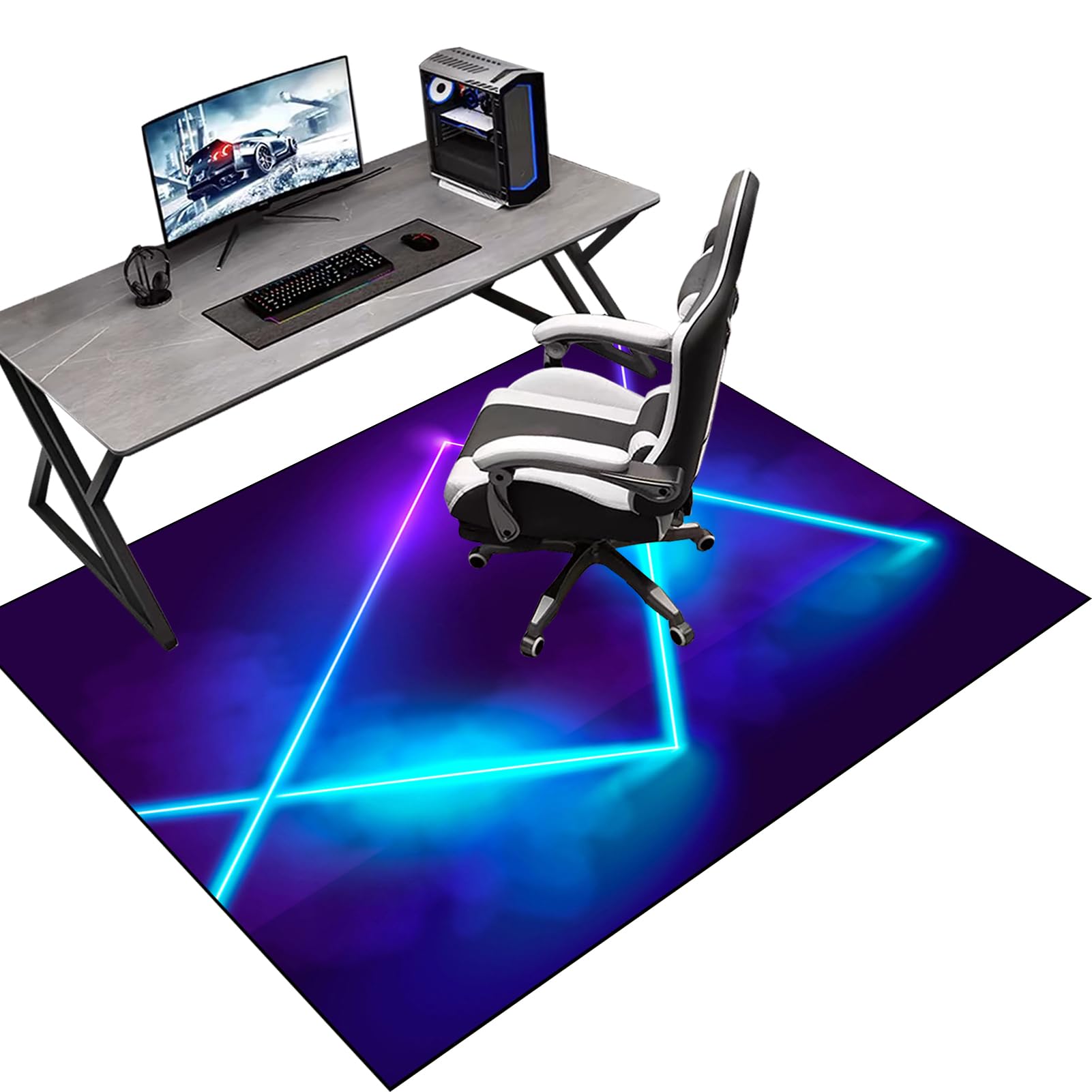 80 x 120 cm Gaming Chair Mat Non-Slip Protective, Office Carpet Protector Chair Mat, Floor Protector for Office Chair, Office Chair Mat for Hardwood Floor, Multi-Purpose Hard Floor Protection Mat