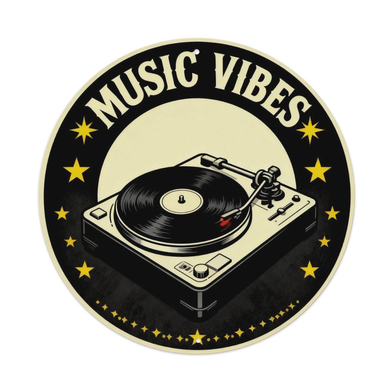 Music Vibes Record Sign Metal Tin Sign Plaque