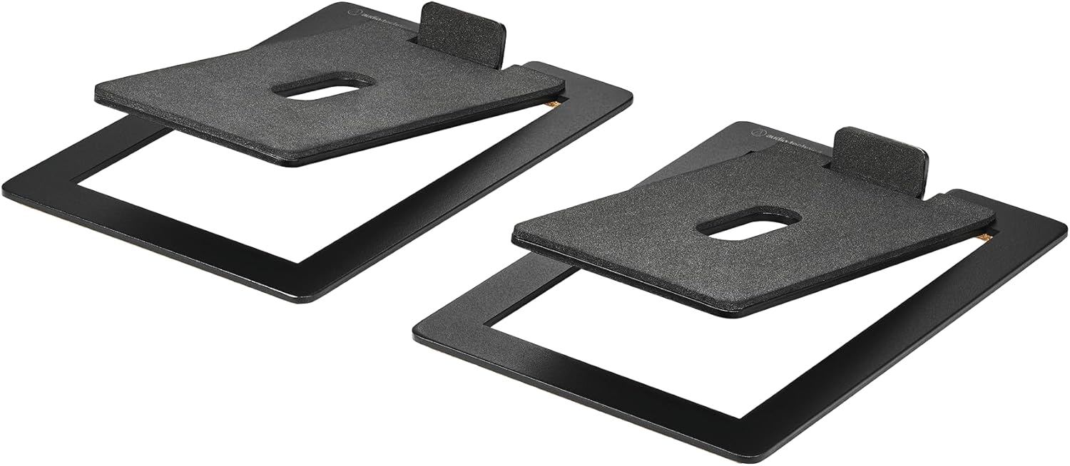 Audio-Technica AT-ST3 Speaker Stands for AT-SP3X Bookshelf Speaker with Cork Feet and Foam Base, Black