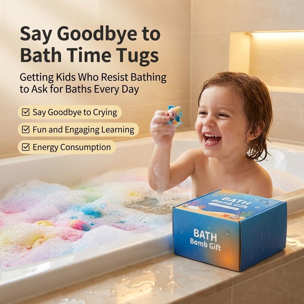 2026 New Natural Bath Bombs,12-Pack Kids Bath Bombs with Surprise Spring Toys Inside,Color Changing Spa Easter Bath Balls (B)
