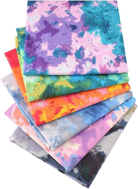 MIDUOLE Fat Quarters Fabric Bundles, 6 Pcs 100% Cotton 20 x 16 (50cmx40cm) Precut Quilting Fabric Squares Sheets for DIY Patchwork Sewing Quilting Crafting, No Repeat Design Batik Pattern.