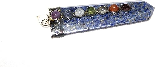Miniatura 3 de Lapis Lazuli - Colgante plano de chakra de 2 pulgadas aprox. Jet International Healing Spiritual Divine India Crystal Therapy