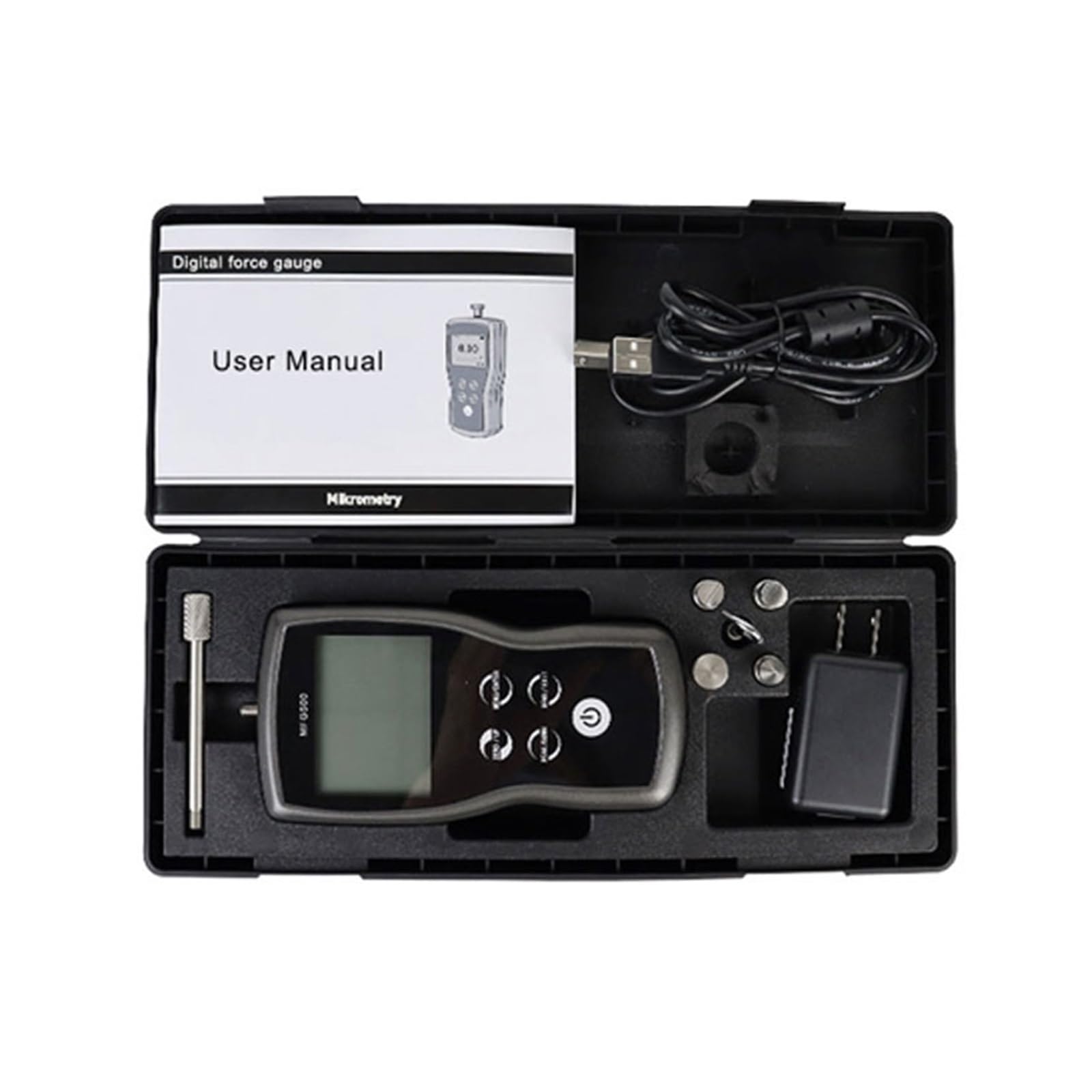 EDEDE Medidor de Fuerza Digital, EFG500 Medidor de Fuerza/Registrador de Datos Digital portátil Frecuencia de muestreo de 2000 Hz y dinamómetro ± 0,2% FS 500/0,05 N para Control de Calidad