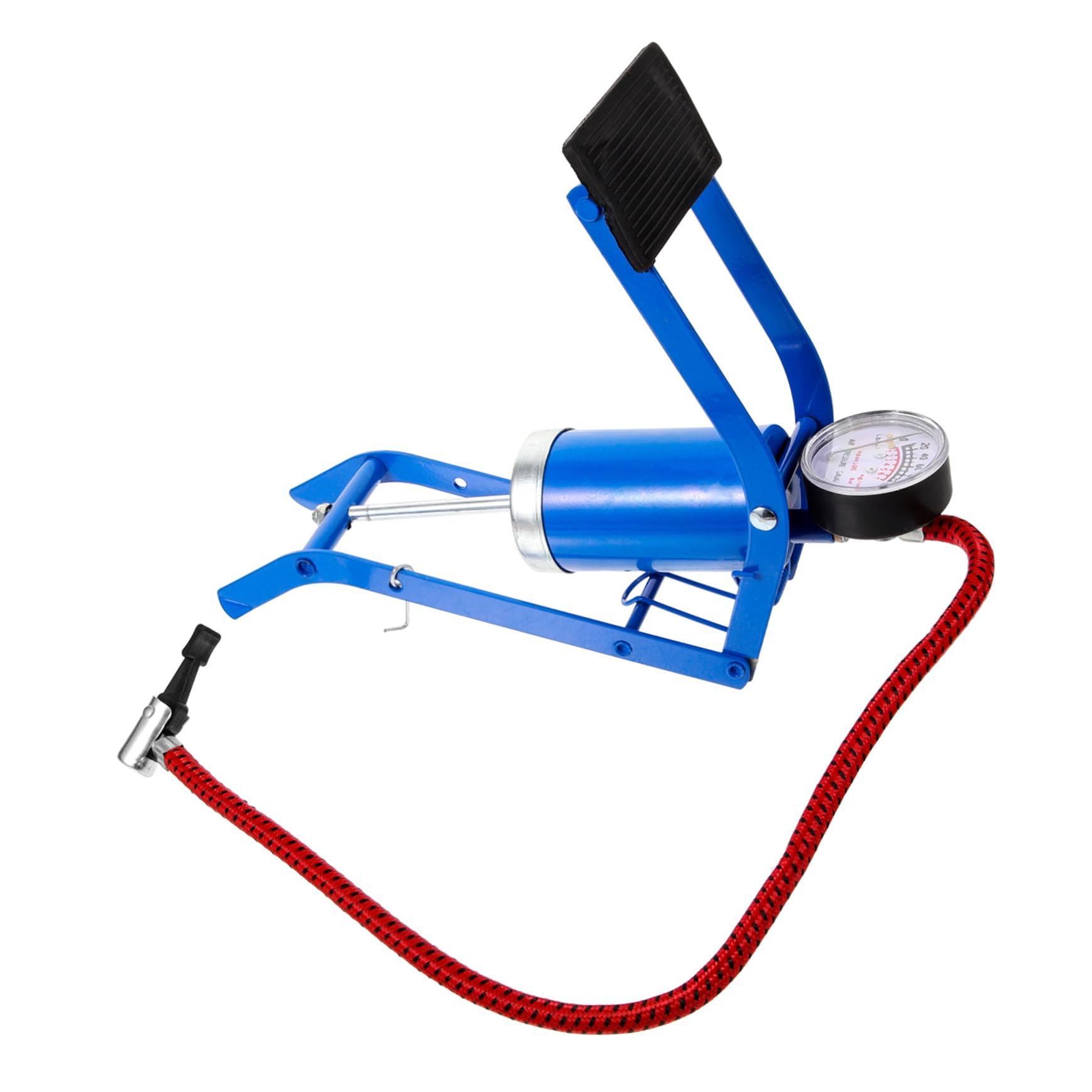 Toddmomy Fahrradluftpumpe Hochdruck Fußpumpe Luftpumpe für Bike Auto Ball Fußpedal mit Barometer Rot
