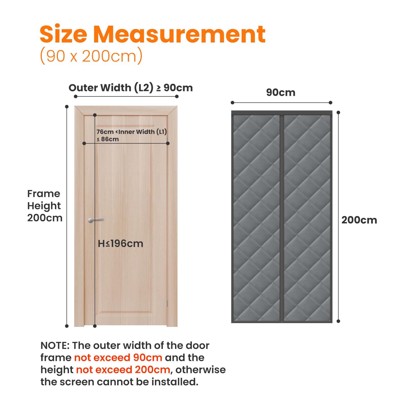 MYCARBON Moustiquaire Porte 90x200cm, Gris Foncé