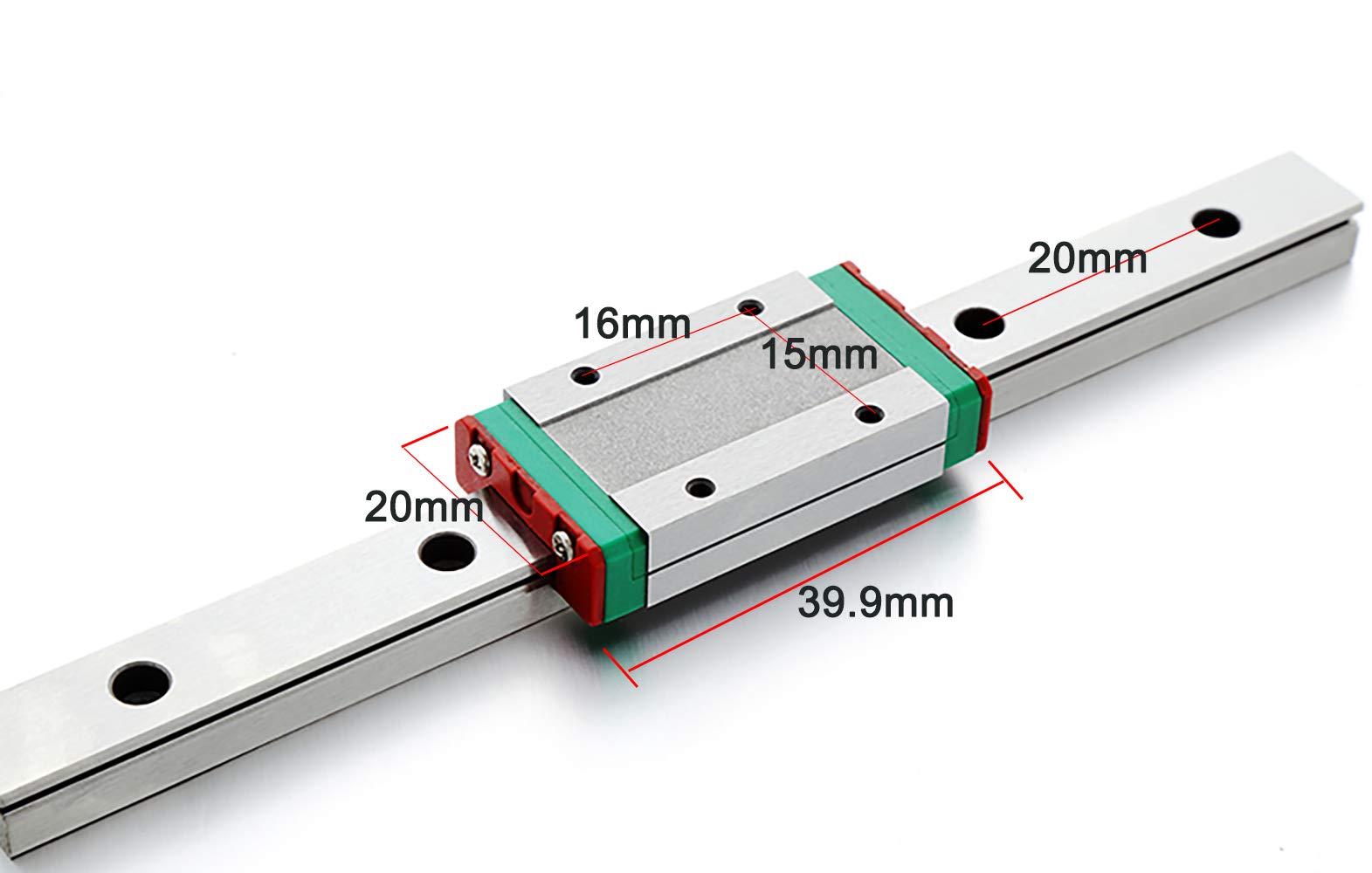 TEN-HIGH MGN9 50mm Linear Guide Rail Linear Motion Slide Rails Linear Motion Products, for 3D Printer and CNC Machine, 1pcs Rail + 1pcs MGN9H Block Bearing (Longer Block)