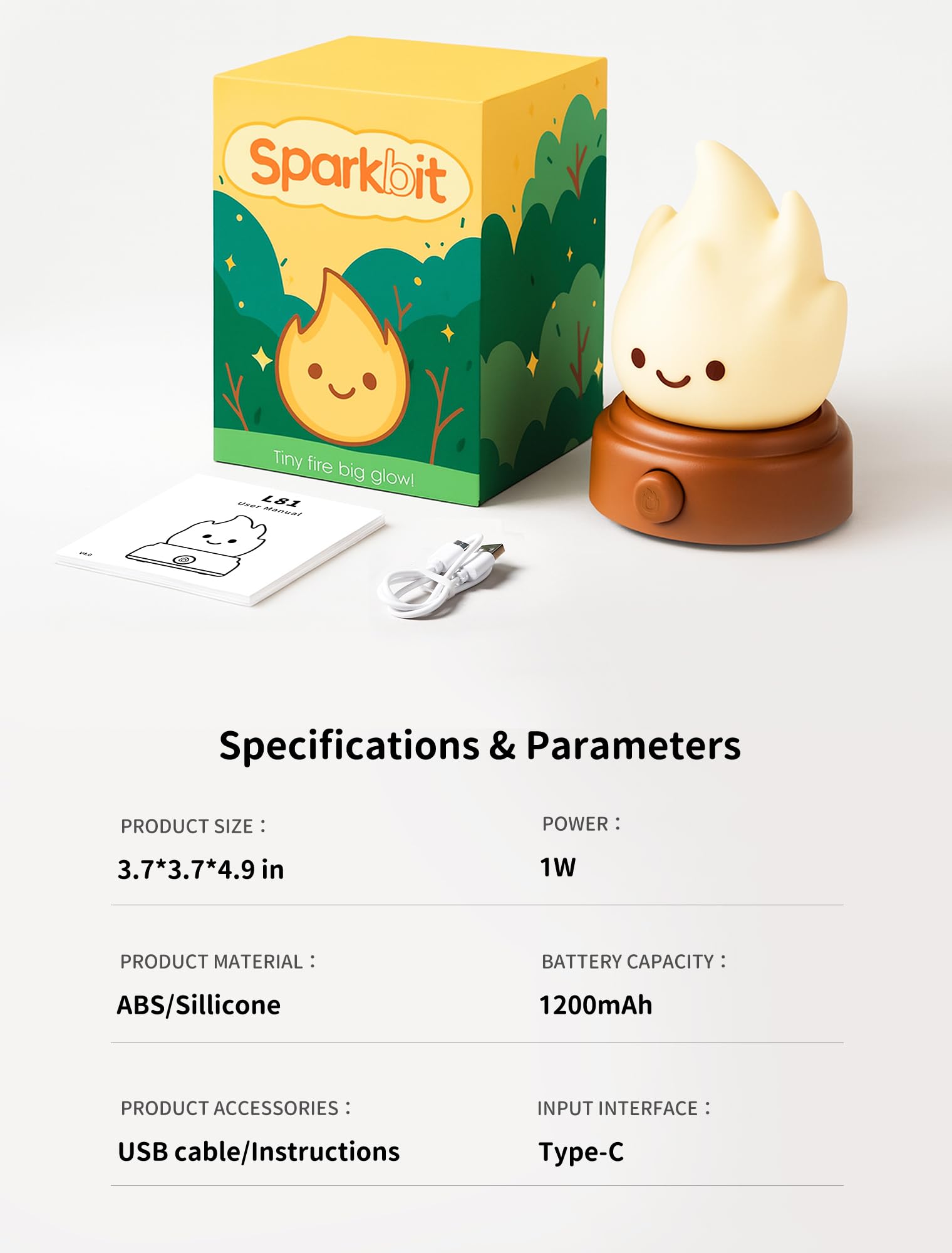 2026 Upgrade Campfire Night Light with White Noise Portable Desk Lamp Cute Silicone Flame Lights Flameless Candles Lamps — view 7