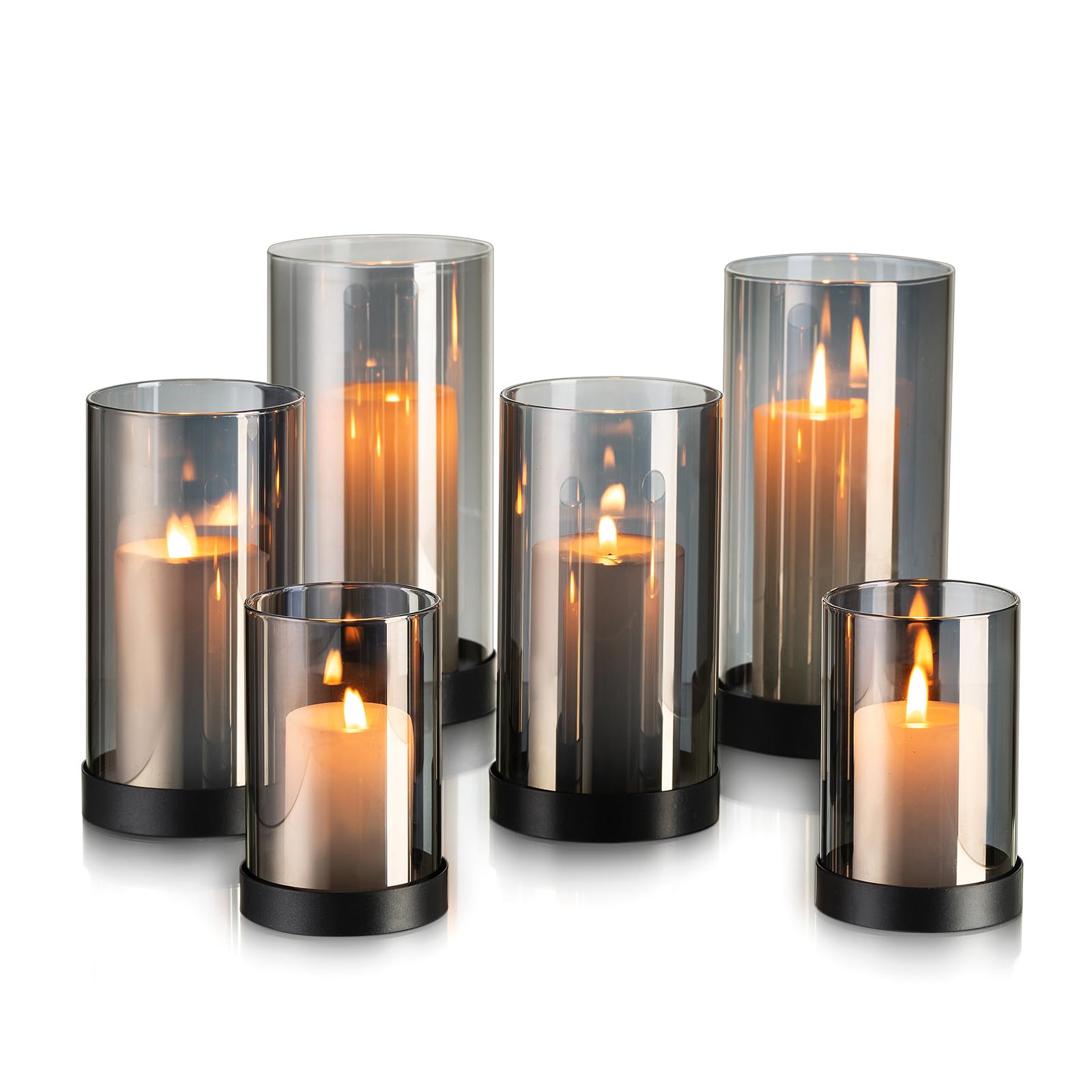 Portacandele In Vetro E MetallO Uragano - Moderno Per Candele A Colonna, Camino, Natale - Foto 14