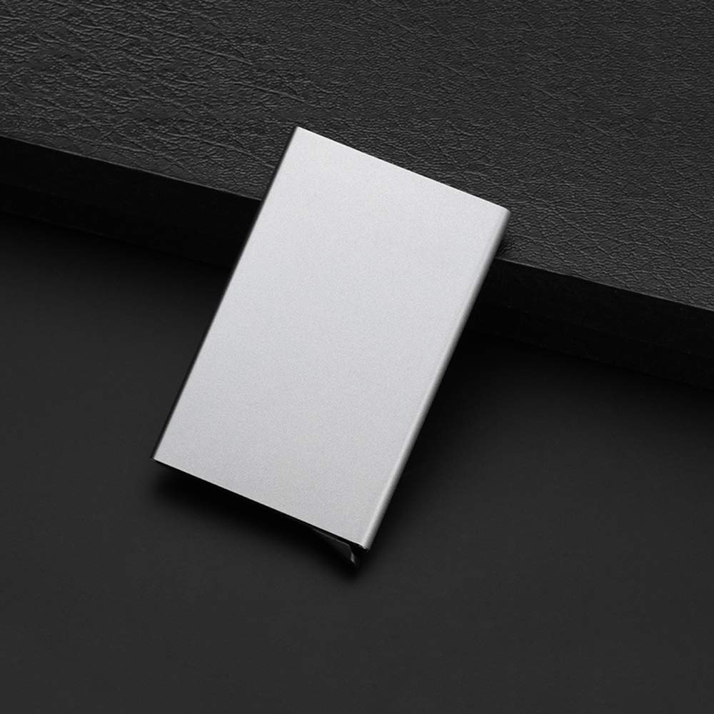 AINAAN RFID Credit Card Holder,Anti-degassing,Minimalist Slim Wallet,Aluminum alloy unisex (Silver)