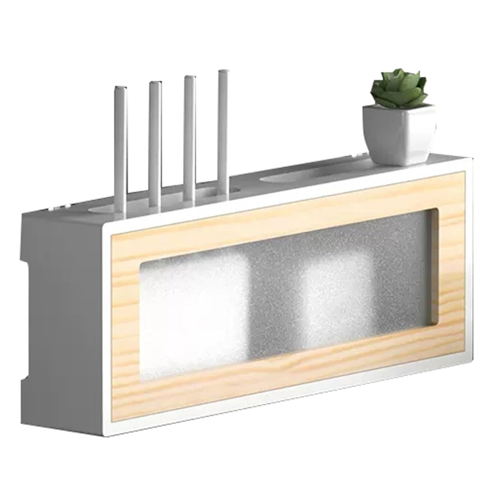 Générique Support Mural pour routeur Wi-FI et décodeur – Organiseur multiprise en Bois de pin, Support pour routeur sous étagère TV Flottante, décoration Murale élégante (C-55,3 x 10 x 20 cm)