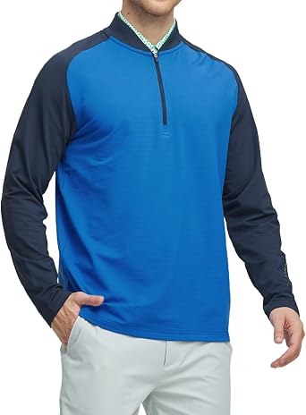 M MAELREG Quarter Zip Pullover Men Moisture Wicking Micro Fleece Performance Raglan Collarless Golf Sweatshirts for Men