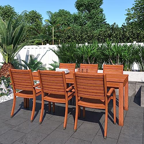 Amazonia Arizona 4-Piece Outdoor Stacking Armchairs Set | Eucalyptus Wood | Ideal For Patio And Indoors #TOP7