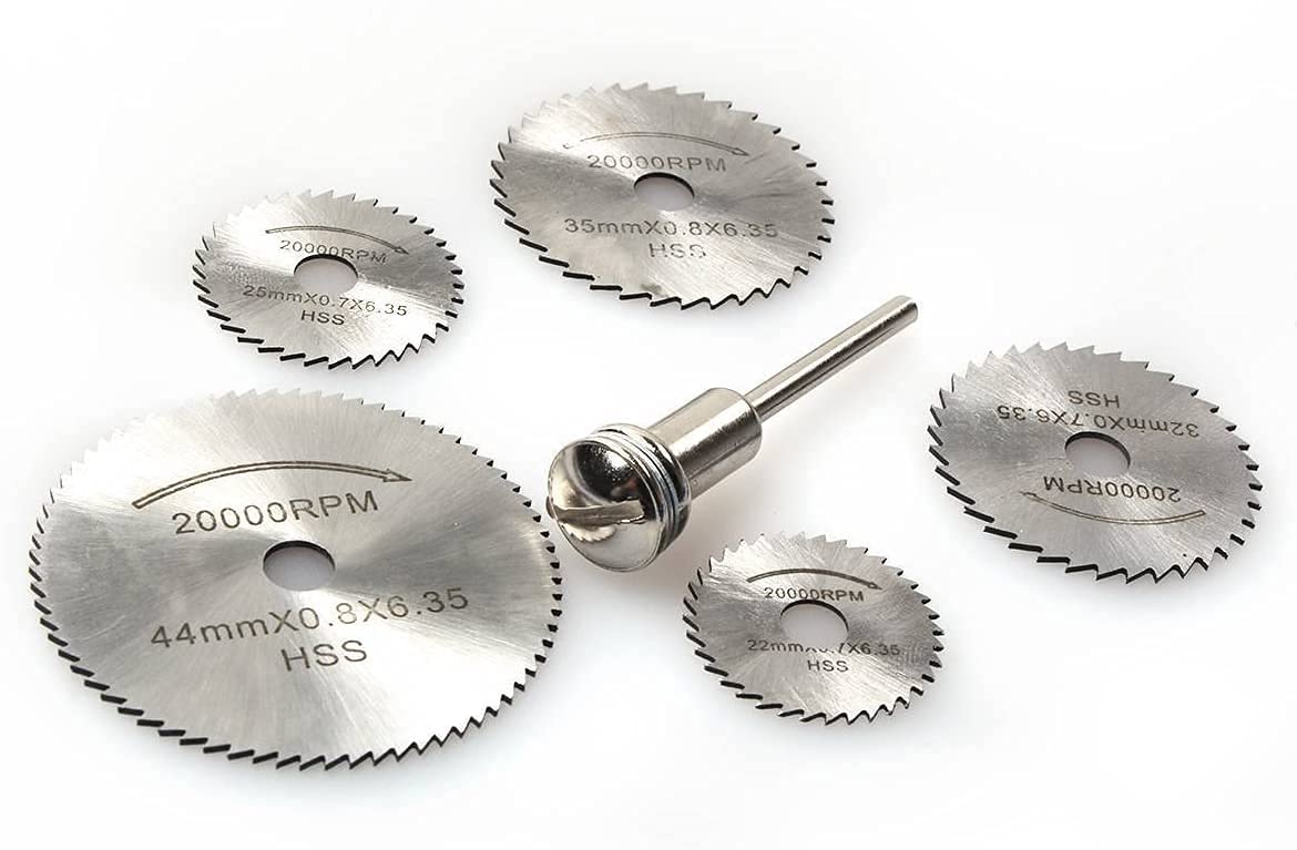 AASONS HSS Circular Saw Knife Rotary Cutting Tools Kit Set with 1/8-inch Shank for Cutting Soft Metal, Wood and Plastic 6pcs/Set