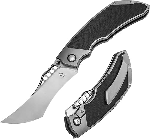 Kizer Huntsmen - Cuchillo plegable, hoja de acero S35VN de 3.82 pulgadas, mango de titanio y fibra de carbono, cuchillo de bolsillo para exteriores,