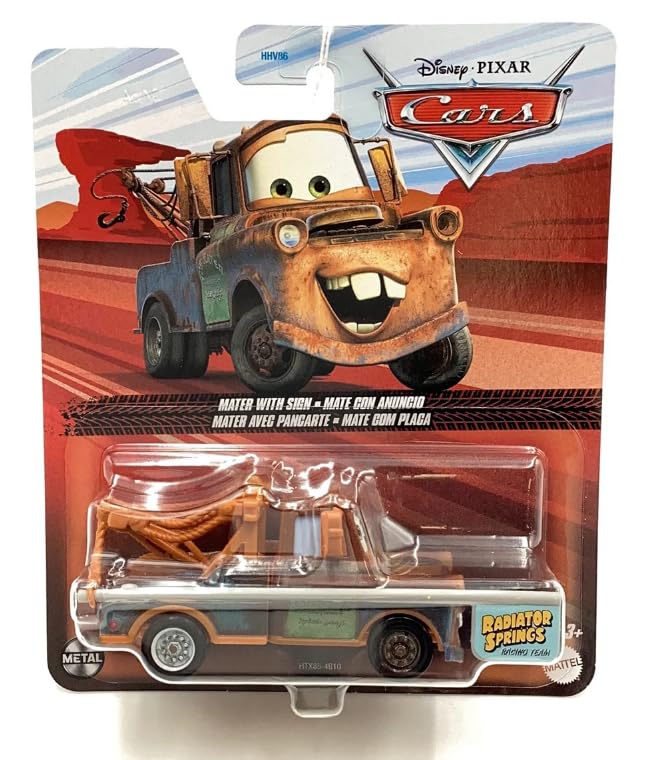 Disney Pixar Cars Mater con letrero 1:64 fundido a presión
