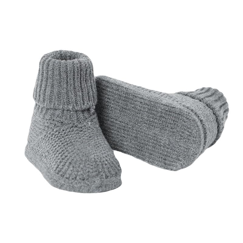 Image of YIXPOH Baby Booties Newborn Babe First Walkers Non-Slip Stay On Boots Crib Shoes Sock Warm Knit Booties