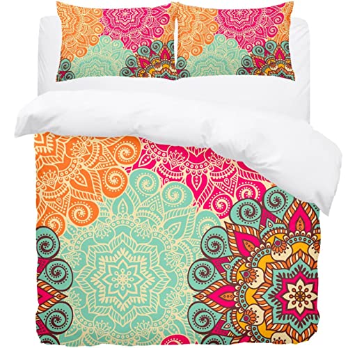 Parure de lit simple avec housse de couette fleurie et 2 taies d'oreiller - 2
