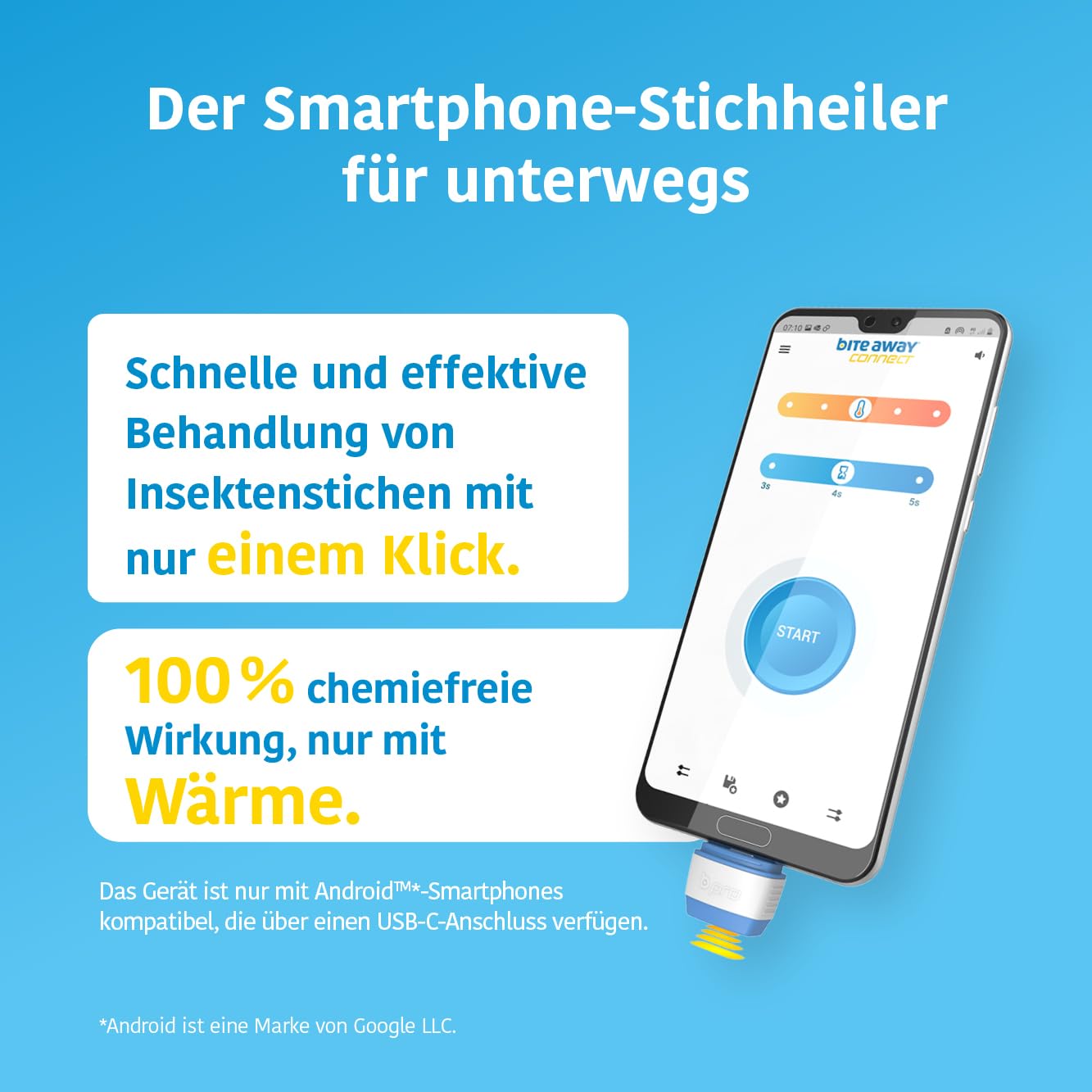 bite away® pro mit PowerUnit - Insektenstichheiler gegen Juckreiz bei Insektenstichen – der 2-in-1 Wärmestift für maximale Flexibilität
