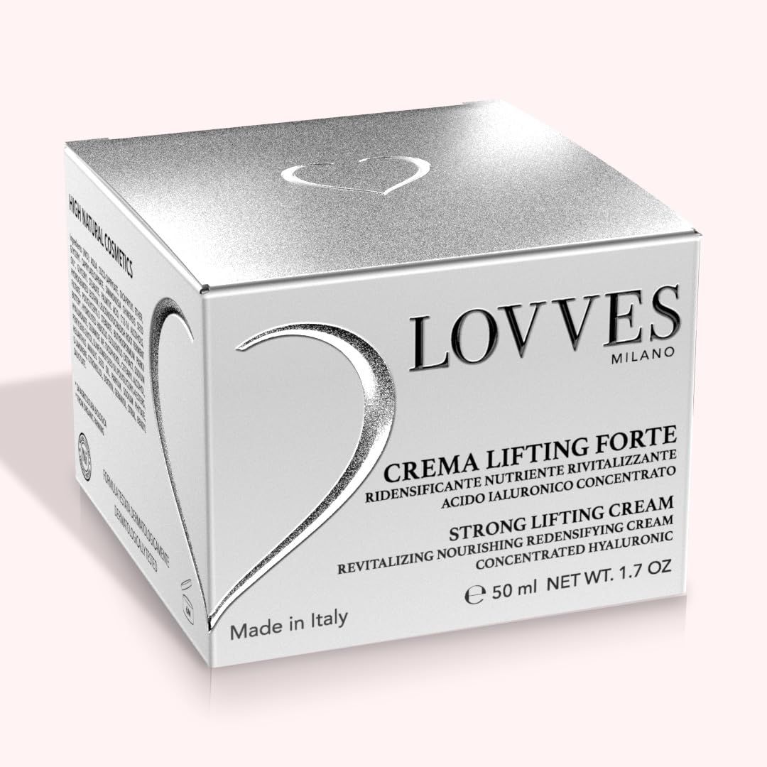LOVVES Crema Reafirmante Fuerte, Alta Cosmética Natural, Crema Antiarrugas de Día, Redensificante, Nutritiva, Revitalizante, Ácido Hialurónico 3 Pesos Moleculares, Tarro Cristal 50 ml