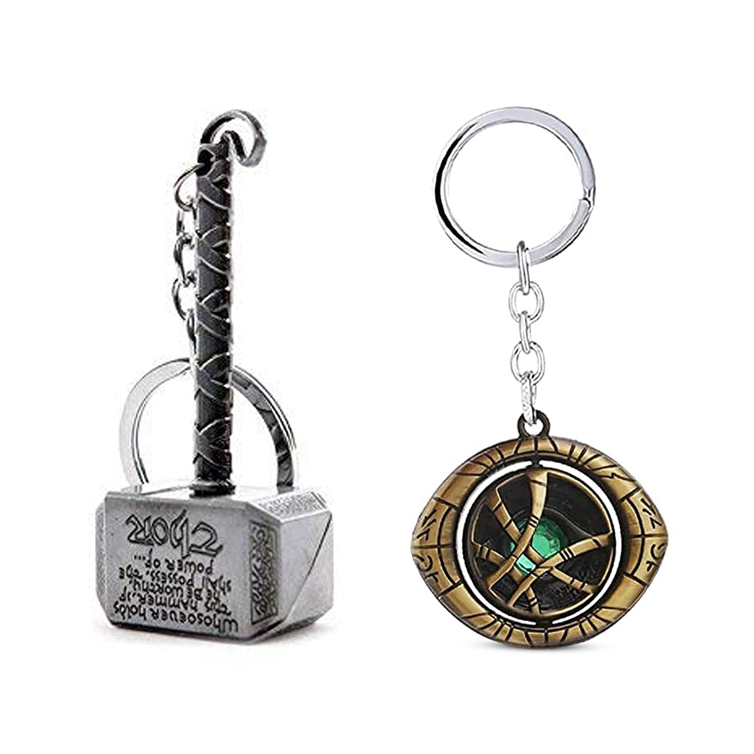 MACKWELL Metal Avengers keychains (Thor hammer ,iron man rotating,deadpool,captain america sheild, Dr. Strange eye of agamoto)