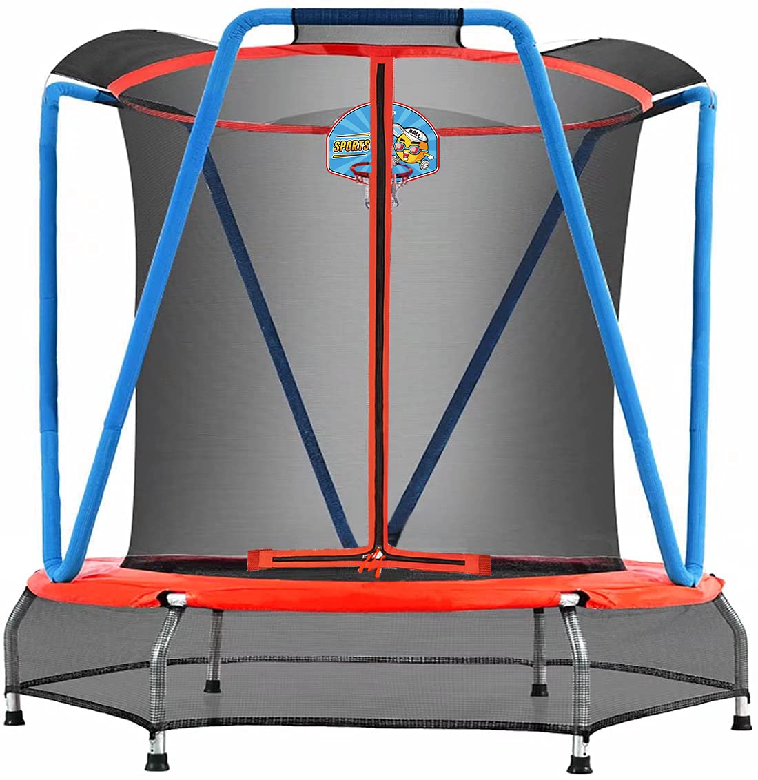 Zupapa Trampoline For Kids Toddler With Enclosure Net Basketball