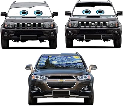 Windshield Sun Shade Car Brella Starry Sky+ Black Eyes+ Grey Eyes